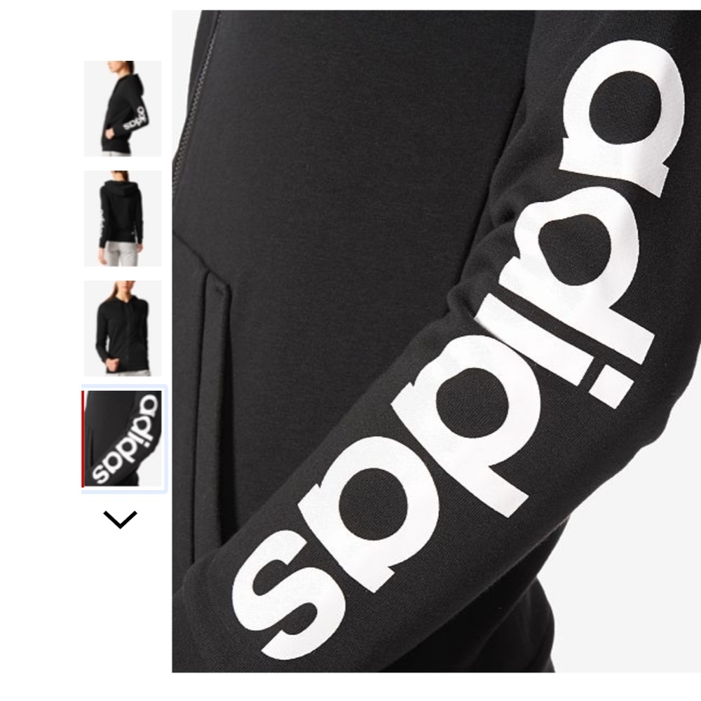 Adidas Black and White Vintage Logo Zip Hoodie - Picture 2 of 5